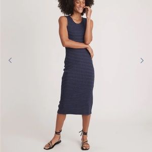 Marine Layer Lexi Rib Daytime Midi Dress in Black Iris & Blue Ice NEW With Tags